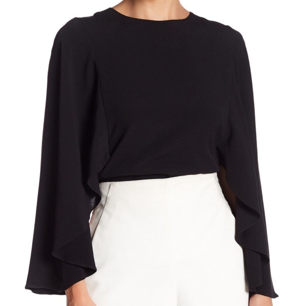 LINE & DOT MUSEE CAPE BLOUSE Black Small NWT